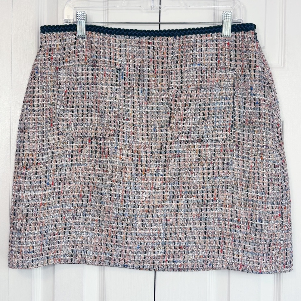 NWT Loft Preppy Navy Blue Multicolor Tweed Pattern Mini Skirt 10